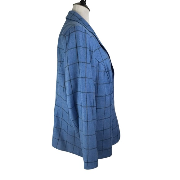 TALBOTS WOMAN Blue Plaid Cashmere Wool BLAZER Jacket 18W Work Office Academia - Picture 6 of 14